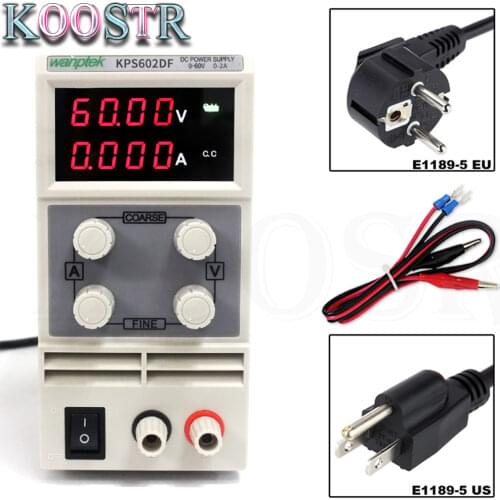KPS602DF Variable 60V 5A Adjustable Switching Regulated Power Supply Digital with Alligator Leads lab Equipment