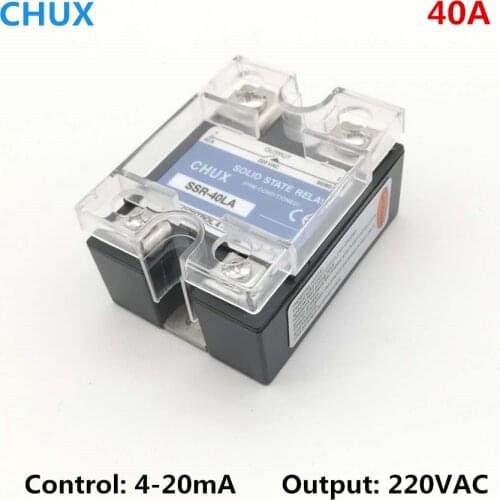 CHUX Voltage Regulator Solid State Relay 40A 50A 4-20mA SSR-40LA Single 1phase 220VAC SSR Relays