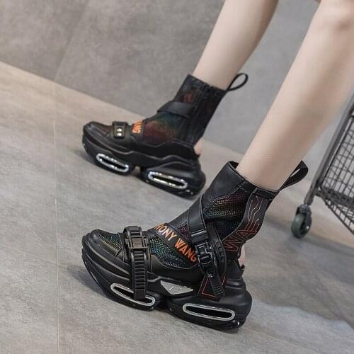 Womens Genuine Leather Breathable Sandals Hoof Hidden Heel Platform Shoes Punk Belt Buckle Gladiator Slingbacks New 2021