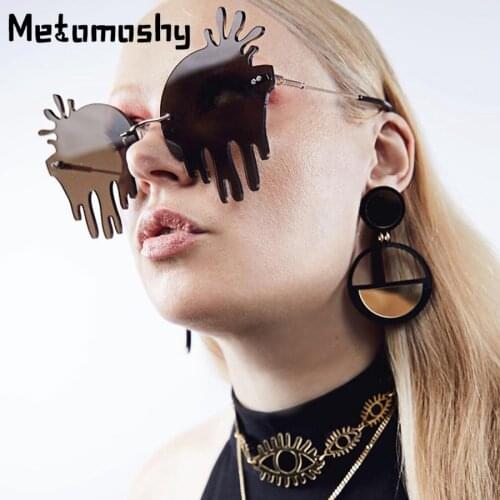 Vintage Rimless Sunglasses Women 2020 New Tear Drop Sun Glasses Steampunk Glassses Party Sunglasses for Men Gafas De Sol Hombre