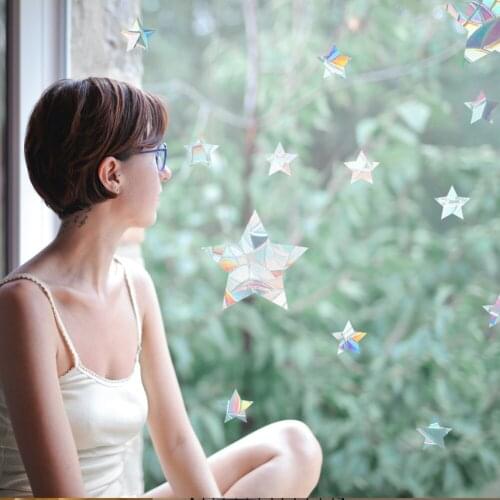 PVC Diamonds Rainbow Prism Sticker Colorful Window Film Stars Electrostatic Glass Paste Removable Decoration Film