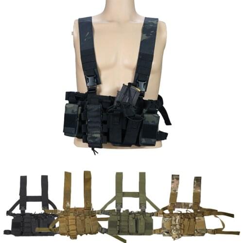 Multicam Tactical Molle Vest Ammo Chest Rig Bag Removable Hunting Airsoft Paintball Gear Vest With Radio AK Magazine Mag Pouch