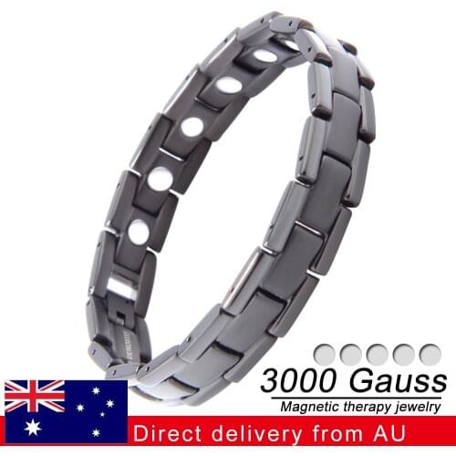 Titanium Magnetic Therapy Bracelet Pain Relief Arthritis Carpal Tunnel with Adjust Black mens charm bracelet classic paragraph