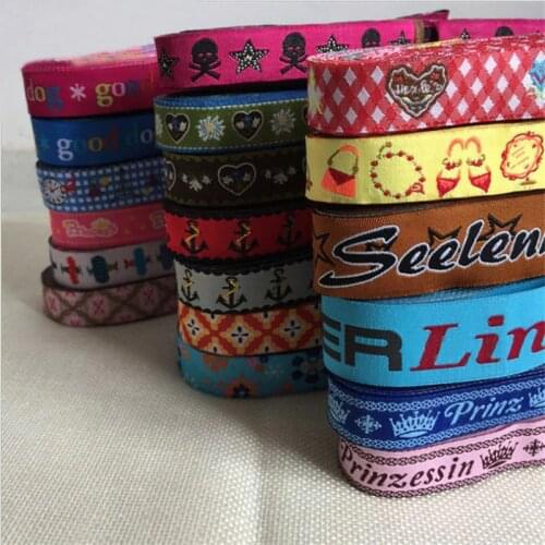 100% Polyester Cartoon Woven Jacquard Ribbon 5/8 "(7/8") 10yards For DIY Dog Collar And Hats Home Textile Accessories 19 Design