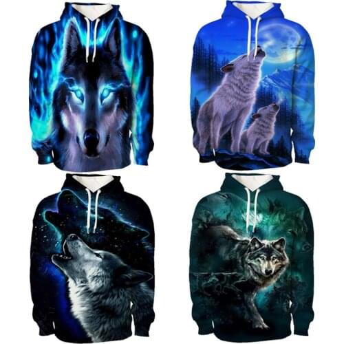 Wolf Hoodies 3d Printed Sweatshirt Wolf Long Sleeve Men Funny Hoody Designer Pullover Women Fashion Tracksuit Hip Hop Streetwear
