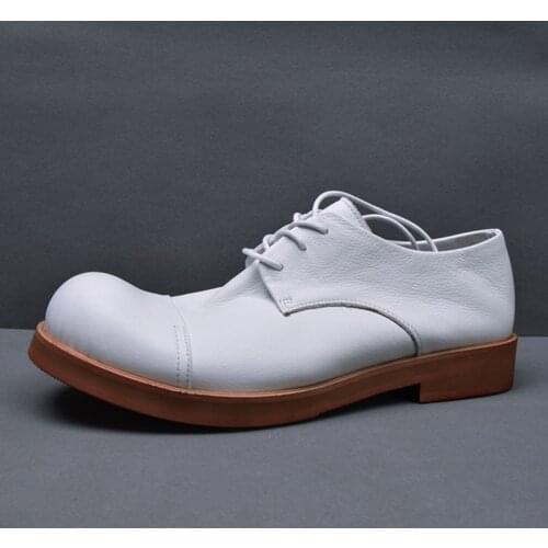 Spring Autumn New Designer Japanese Men Casual Shoes Thick Bottom Soft Real Leather British Round Toe Derby Shoes Vintage Luxury