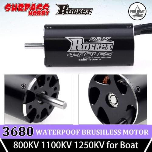 SURPASS HOBBY Rocket Waterproof 3680 Motor Brushless 1250KV 1100KV 880KV 4 Poles 12 Slot 600-800mm for RC Boat Car Traxxas Trx4