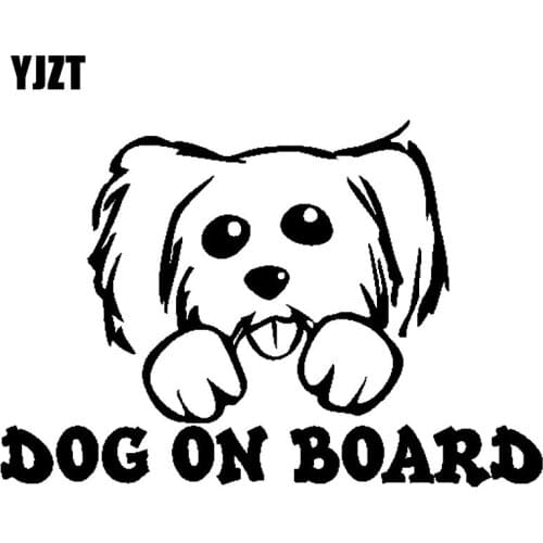 YJZT 15CM*10.2CM DOG ON BOARD Lovely Poodle Car Decal Vinyl Sticker Black Silver C10-00686