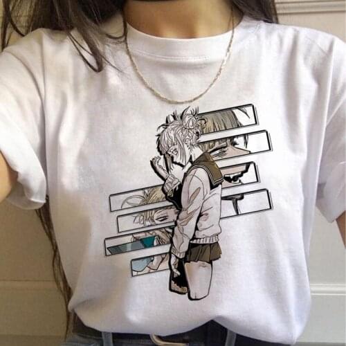 New Ahegao Harajuku Graphic Women T-shirt My Hero Academia Anime Senpai Top Female T Shirt Harajuku O-neck Casual Lady Clothing