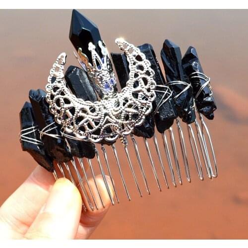 Natural Crystal Moon Hair Combs Tiaras Crown Bridal Hair Comb Women Handmade Jewelry Gifts Wedding Hair Accessories Dropshipping