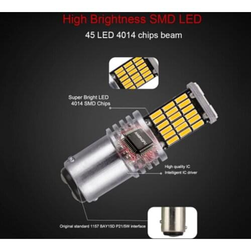 1PCS Signal Lamp Bay15d Led Canbus P21/5W Led 1157 45 led smd 4014 Brake Stop Backup Tail Light Led Car Light Bulb