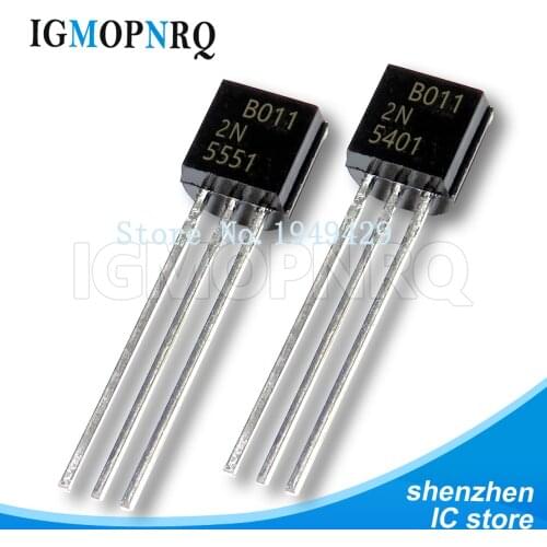 100PCS 2N5551 2N5401 5551 5401 TO-92 (50PCS* 2N5401+50PCS* 2N5551 ) Bipolar Transistors - BJT PNP Gen Pr Amp