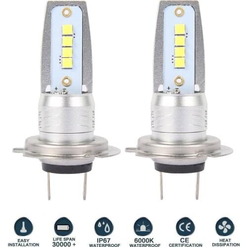 2PCS H7 Car LED Headlight 110W Fog Lights Conversion Kit 10000LM LED Lamps/Light Bulbs for Cars High/Low Beam 6000K