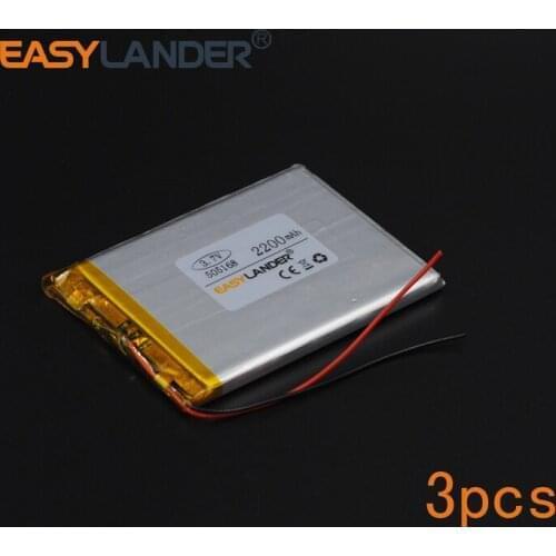 3pcs/Lot 3.7V 2200mAh 505168 Rechargeable li Polymer Li-ion Battery For Mp4 Mp3 PAD DIY bluetooth Vedio Tablet PC mobile 055168