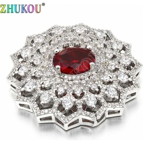 38mm High Quality Handmade Brass Cubic Zirconia Flower Charms Connectors DIY Jewelry Findings Making, Model: VS211