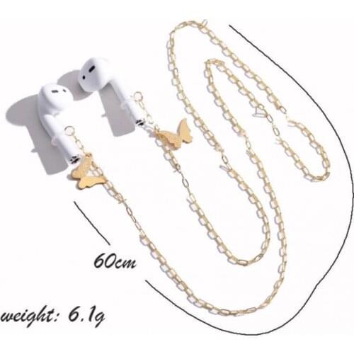 AirPods Neck Strap Copper Chain Necklace for Airpods Accessories for Outdoor Sport Connector around Cord Strap for Airpods