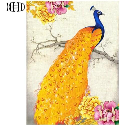 Diamond Embroidery Peacock icon Full Square Round 5d diy Diamond Painting 3D Diamond Cross Stitch Peacock Rhinestone Embroidery
