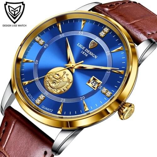 2021 Watch Man Ultra Thin Dial 7MM Waterproof Clock LIGE Design Casual Leather Men Watches Top Brand Luxury Quartz Watch For Men