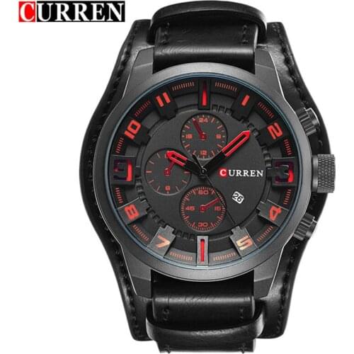 CURREN Men Watch Luxury Brand Sport Military Waterproof Leather Strap Quartz Wristwatch Business Men Watch Gift for Men