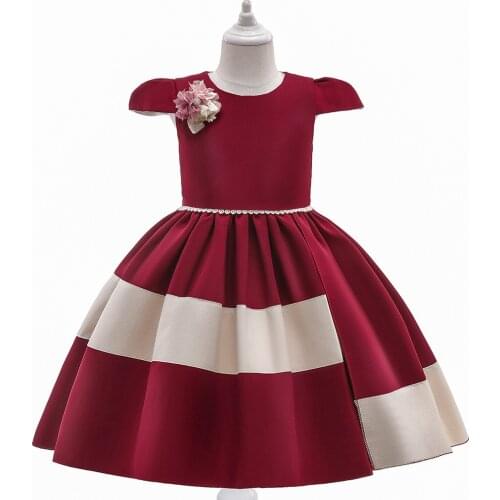 Kids Dresses For Girls Elegant Princess Wedding Dress Children Evening Party Dress Red Flower Girls Dress vestidos4- 10 Year