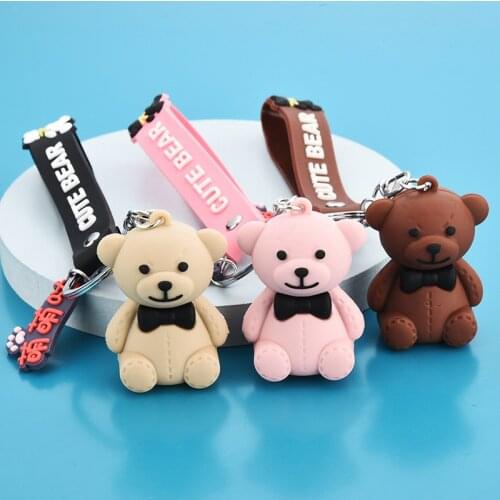 Bow Tie Bear Cartoon Keychain Girl Heart Cute Bear Key Pendant Bag Ornament Small Gift