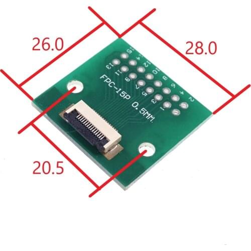 2 pcs Flexible Flat Cable FFC FPC Connector Adapter 15 Pin 0.5 mm to 2.54 mm x 2.54 mm 15 Pin through hole DIP PCB Converter