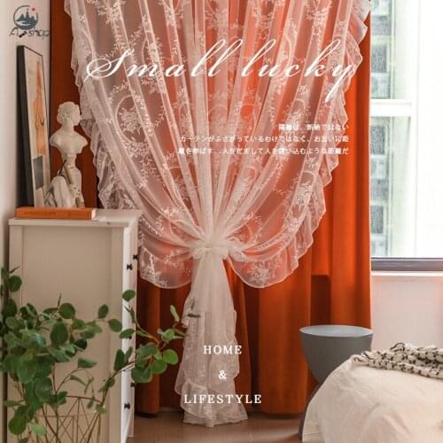 AS 2021 Retro French Rococo Lace Sunshade Nordic Mink Fur Princess Style Girls Room Soft Curtains for Living dining room bedroom