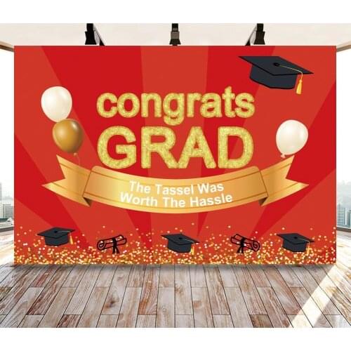 Class Of 2021 Graduation Backdrop Red Golden Dots Hat Glitter Vinyl Photography Background For Photo Studio Photophone Photocall
