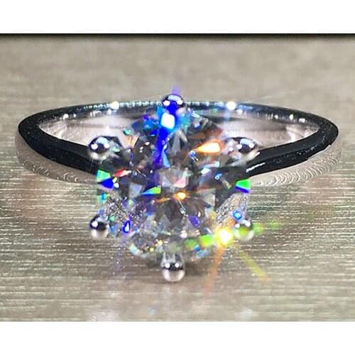 18K Au750 White Gold Women Wedding Party Engagement Ring 1 2 3 4 5 Carat Round Moissanite Diamond Ring Crown Trendy Classic Gift