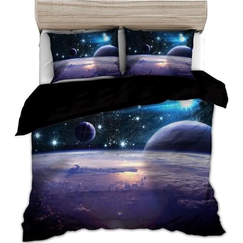 Space star 3d Galaxy Duvet Cover Set Single double Twin/Queen 2pcs/3pcs bedding sets Universe Outer Space Themed Bed Linen