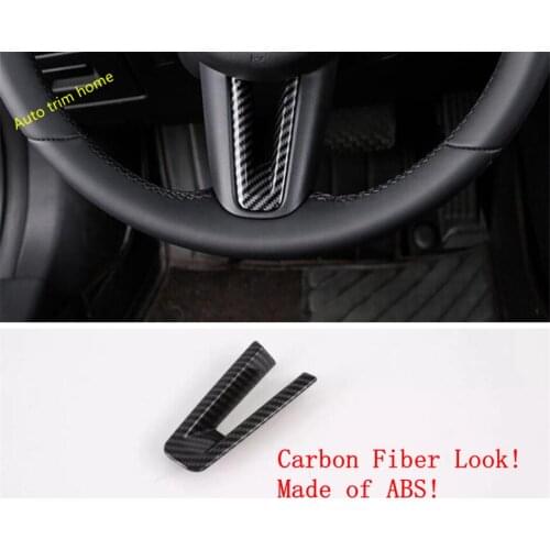 Lapetus Auto Steering Wheel Frame Cover Trim Fit For Mazda 3 2019 2020 ABS Carbon Fiber Look / Interior Kit / Auto Accessories