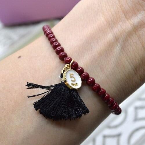 2 pieces/lot Hot Sale Top-Rated Fashion Alloy Charms & Glass Beads Red Brown Bracelets Charm Tassels Women Jewelry Bijoux B15228