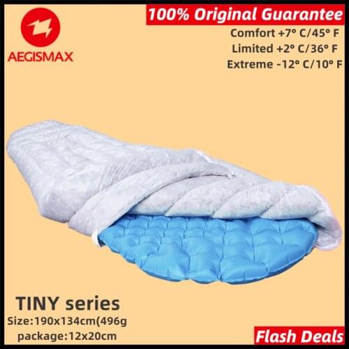 AEGISMAX New TINY Sleeping Bag Outdoor Camping Ultra-Light Envelope Gray Goose Down Can Wear Type Nature Sleeping Bag WIND HARD