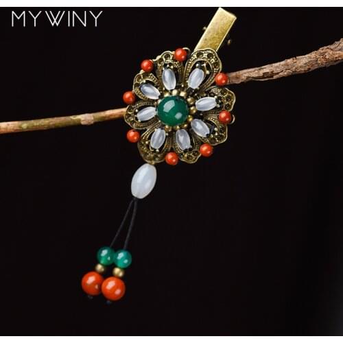 MYWINY Fashion Drop pendant vintage hair jewelry,colored stone Ethnic hairpins,Classic hair jewelry,girl Hairpins,gift women