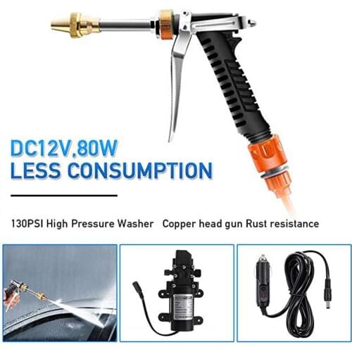 Car Washer Sets High Presure 0.9MPA 5.5L/min Flow Water Gun Electric Car Washer Kit 12 Volt Portable High Pressure Water Pump