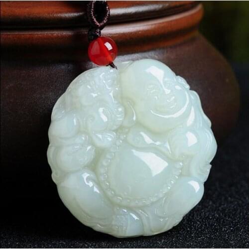 Natural white jade Buddha pendant Xinjiang Hetian jade Maitreya Buddha pendant Lucky Jin Baoyu Buddha pendant with certific2657