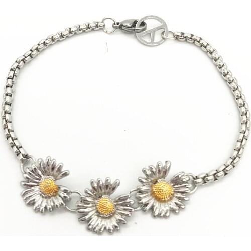 New Kpop G-dragon Three Daisy Design Bracelet Peaceinusone Womens Jewelry Peaceinusone Unisex Accessories Cll278 Metal Trendy