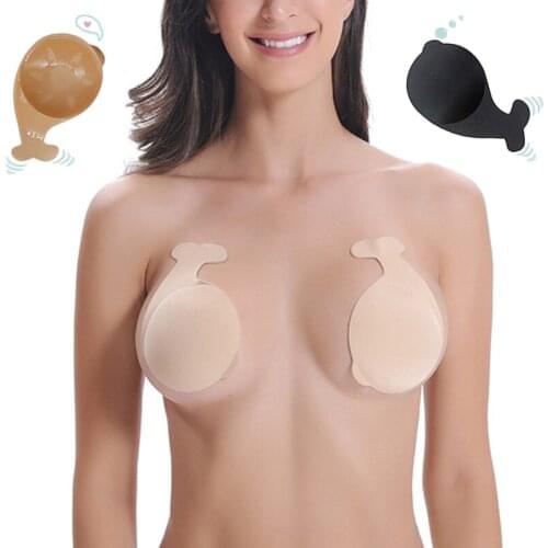 New Sticky Bra Sexy Fish Shape Strapless Bra Super Push Up Invisible Self Adhesive Silicone Plus Size Bras For Women Reggiseno