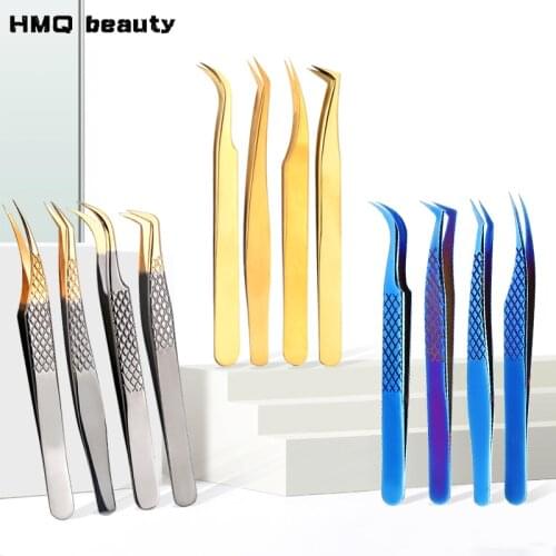 4 Pcs Eyelashes Tweezers Stainless Steel High Precision Tweezer For Eyelash Extensions Lashes Accessories