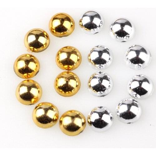 Gold & Silve Color Half Round Pearl 2mm 3mm 4mm 5mm 6mm 8mm 10mm Imitationr ABS Flat Back Pearl For Nail Art