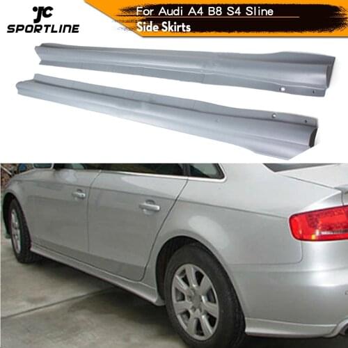 PU Auto Body Aprons Side Skirts Extension Lips for Audi A4 B8 S-line S4 2009 - 2012 2PCS