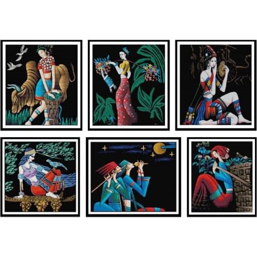 Joy Sunday Chinese Style Yunnan Character Series 14ct 11ct Stamped Cross Stitch Kits DIY Handwork Embroidery Kits Needlework Set