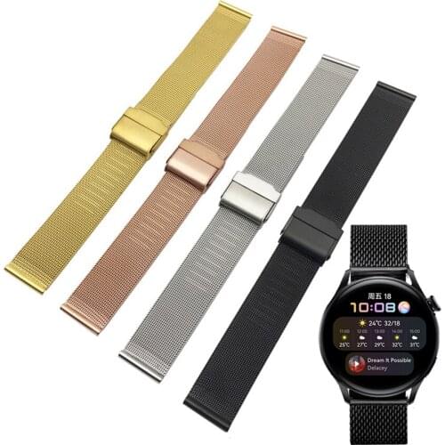 Metal Watch Band for Huawei Watch 3/3 Pro Strap 22mm Milanese Bracelet Replacement Wristband Correa for Huawei GT2 46mm/GT 2 Pro
