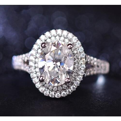 Handmade Luxury Jewelry 100% Pure 925 Sterling Silver Oval Cut AAAAA Cubic Zirconia Promise Rings Wedding Finger Ring for Women