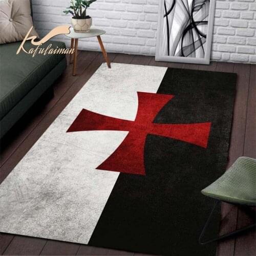 Knights Templar Cross Shield Symbol Floor Mat Living Room Carpet Polyester Rug Mat Dropship kitchen rug carpets for bed room