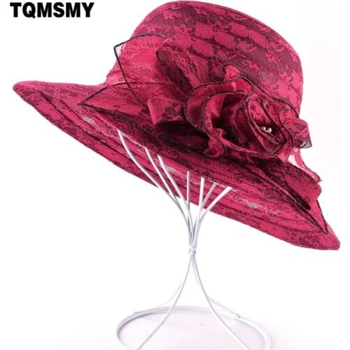 Lace flowers sun Hat womens Summer Beach cap Solid color Bucket caps Ladies Wide Brim Shade hats for women Panama chapeau femme
