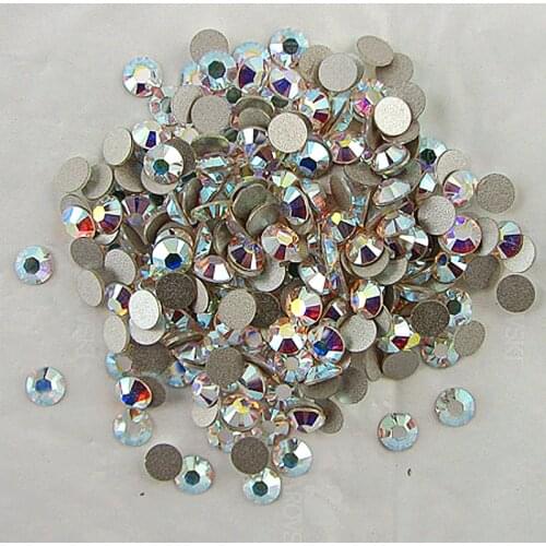 Good Quality ss3-ss50 Crystal AB Non Hotfix Rhinestones / Flat Back Glue On Crystals for Nail Art