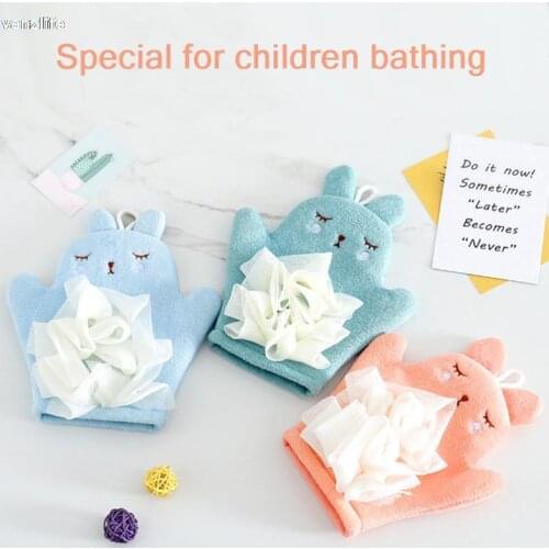 Vanzlife Children baby painless artifact double-sided rubbing bath towel not painful not hurt the skin ash rub mud gloves