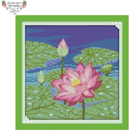 Your Gift H437(2) 14CT 11CT Counted and Stamped Home Decor Lotus Needlework Needlepoint Embroidery DIY Cross Stitch kits