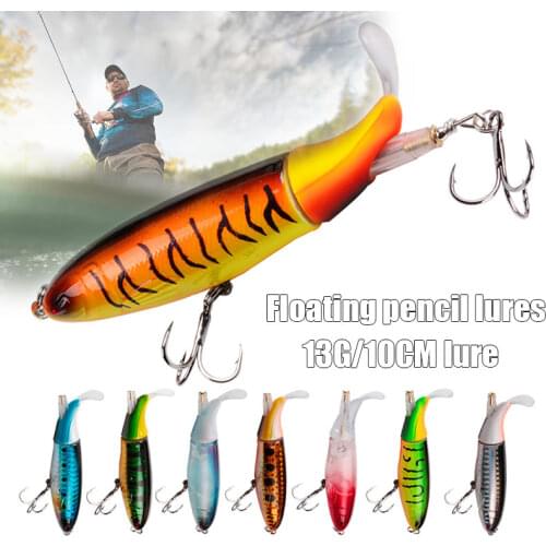 1pcs Fishing Lures Plopper 100mm/13g Top Water Popper Fishing Lure Hard Bait Wobblers Rotating Soft Tail Fishing Tackle XR shop